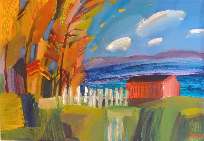 "Теплая осень в Вадсё". 2010. Б., акрил. 40х60
