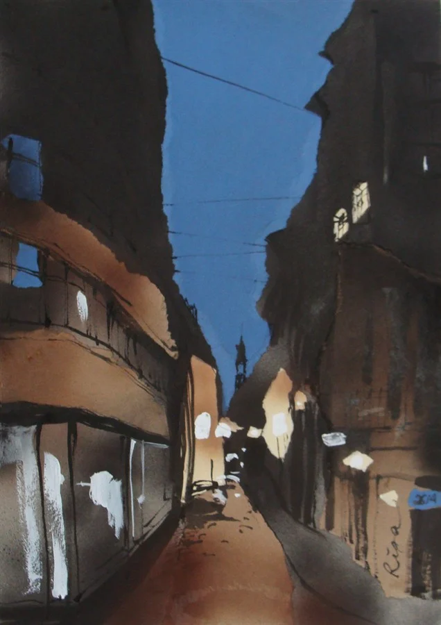 Лист 17. Б., тушь, акриловый спрей, гуашь. 40х60