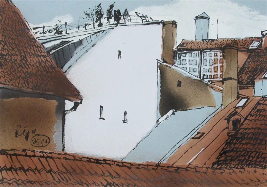 Лист 11. Б., тушь, акриловый спрей, гуашь. 40х60