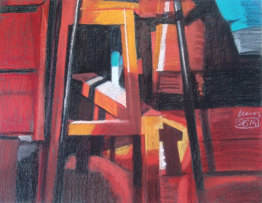 Луч на красном. 2014. 50х65, т.б., пастель