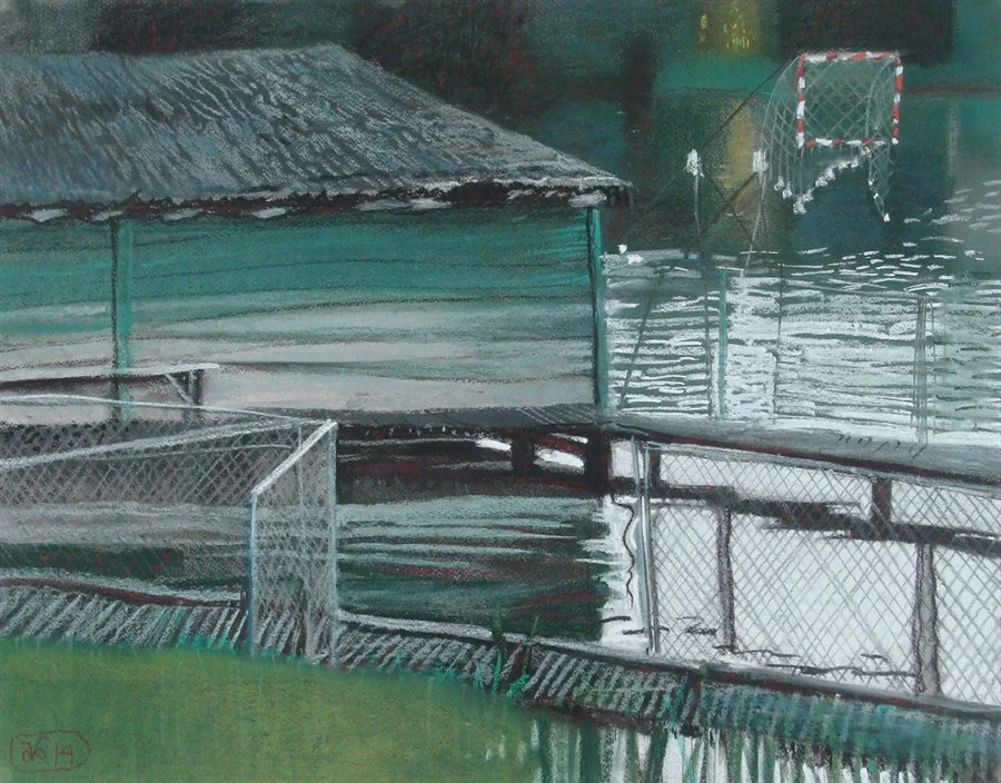 На берегу Тракайского озера. 2014. б., пастель. 50х65