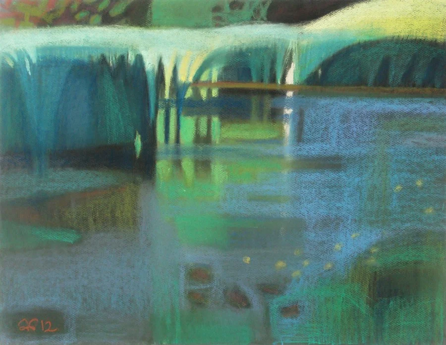 "Заросший пруд" 2012, т.б., пастель, 50х65