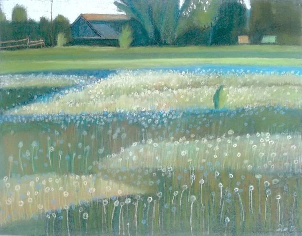 "Одуванчики". 2012. Т.б., пастель. 50х65. В частной собственности