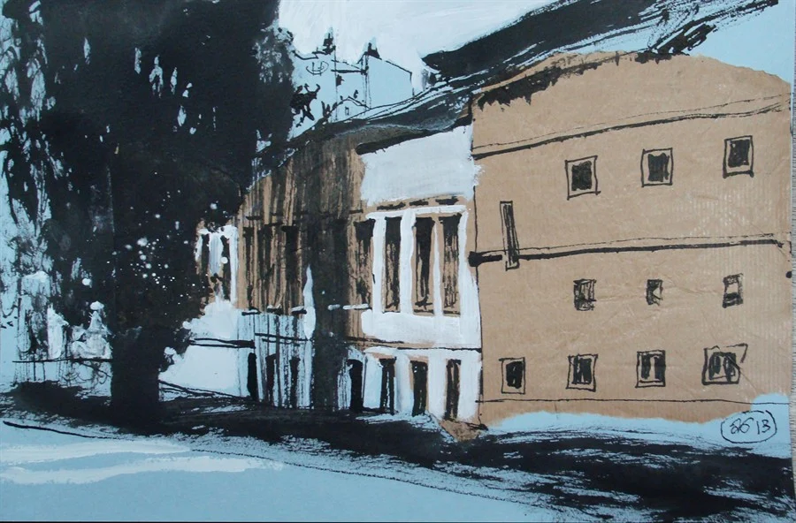 лист 2. 2013. т.б., тушь, белила, ассамбляж, 30х40.