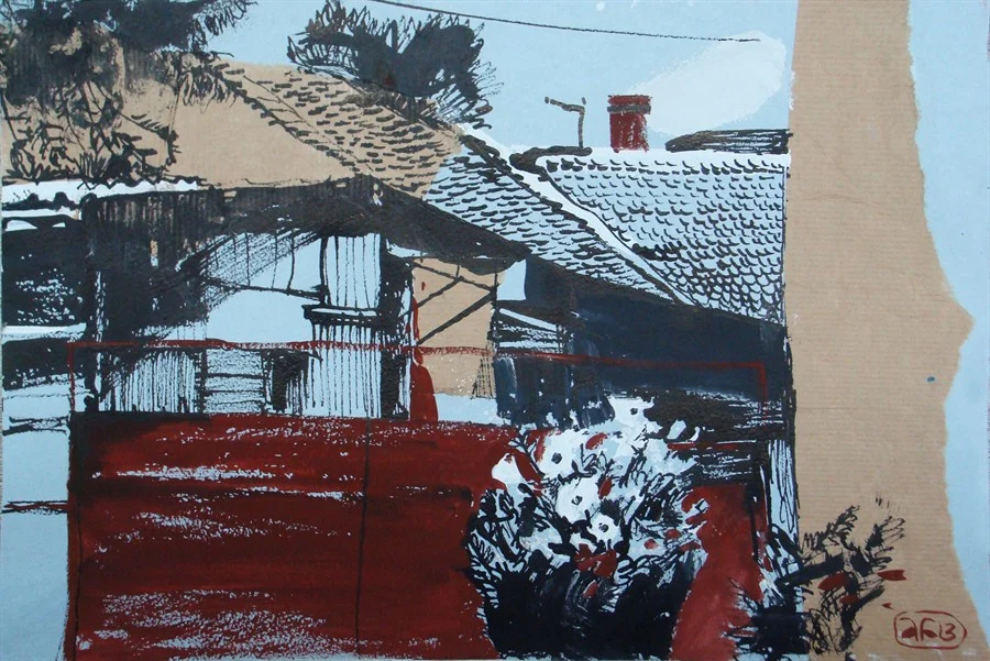 лист 7. 2013. т.б., белила, тушь, ассамбляж, 30х40.