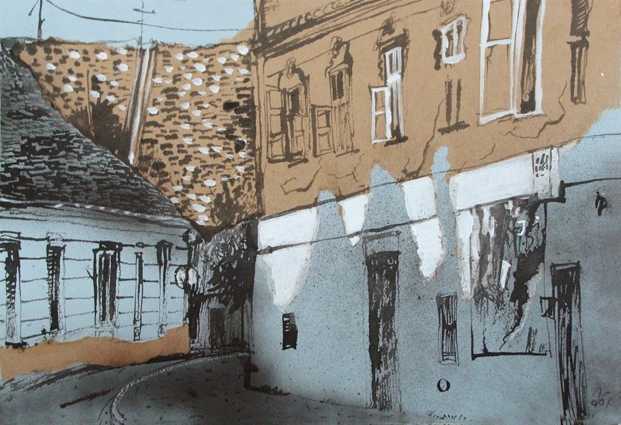лист 9. 2013. т.б., белила, акрил. спрей, тушь, ассамбляж, 30х40.