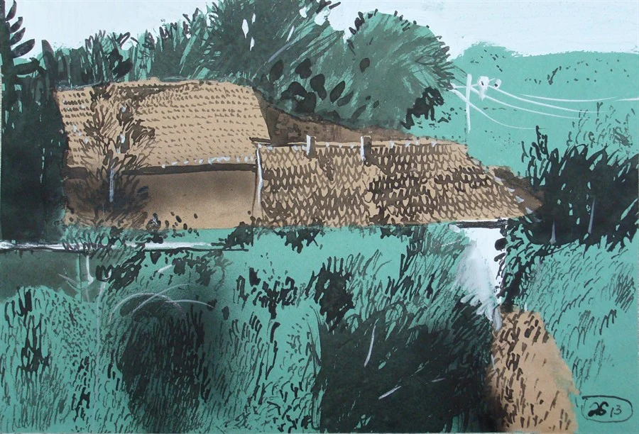 лист 10. 2013. т.б., белила, акрил. спрей, тушь, ассамбляж, 30х40.