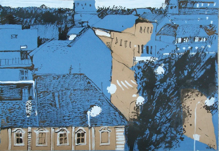 лист 12. 2013. т.б., тушь, ассамбляж, 30х40. В частной собственности (С.-Петербург)